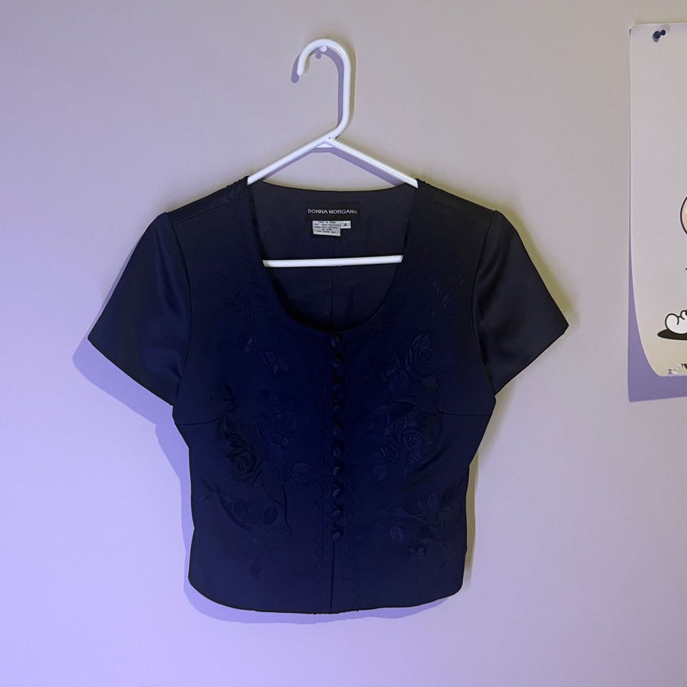 Donna Morgan Navy Blouse